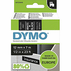 DYMO S0720610 D1 45021 Tape 12mm x 7m White on Black