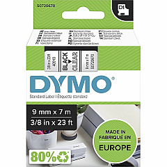 DYMO S0720670 D1 40910 Tape 9mm x 7m Black on Clear