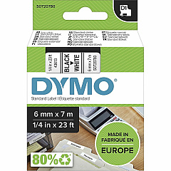 DYMO S0720780 D1 43613 Tape 6mm x 7m Black on White