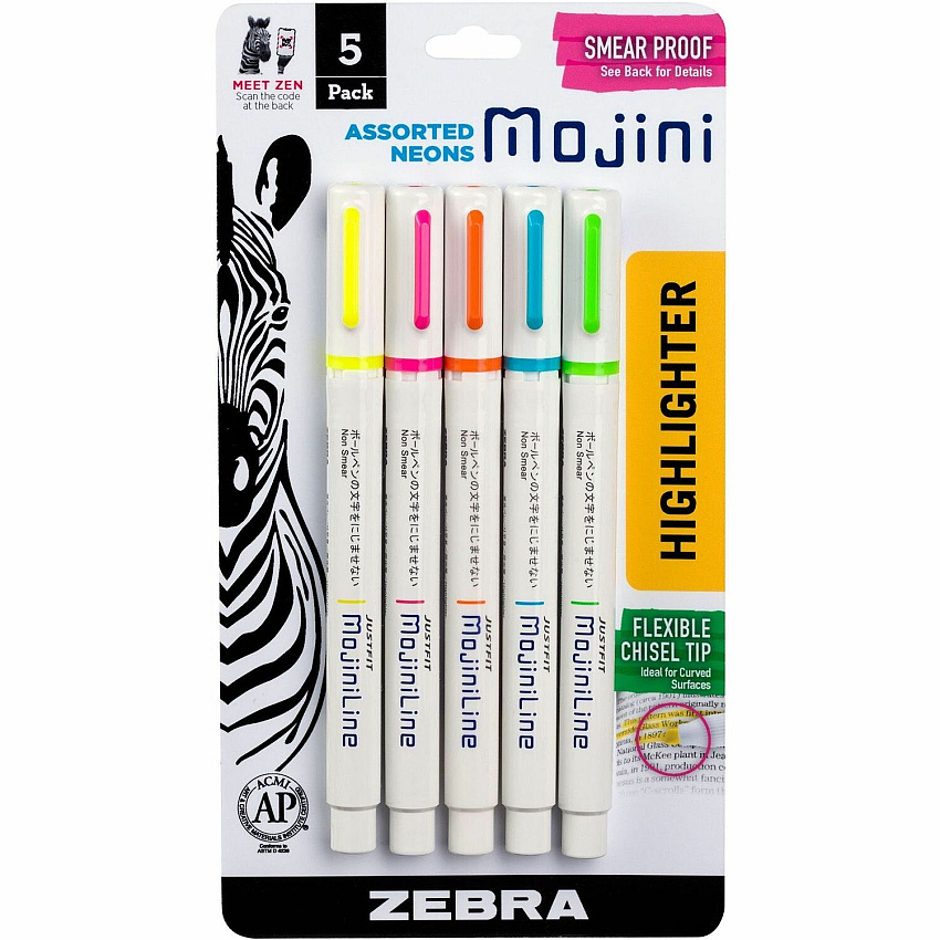 Zebra Mojini Single Ended Highlighters (ZEB70205)