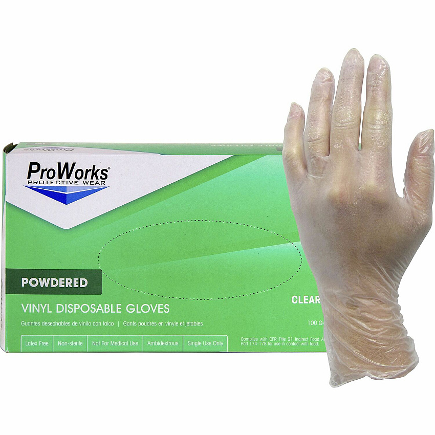 ProWorks Vinyl Powdered Industrial Gloves (HOSGLV103PS)