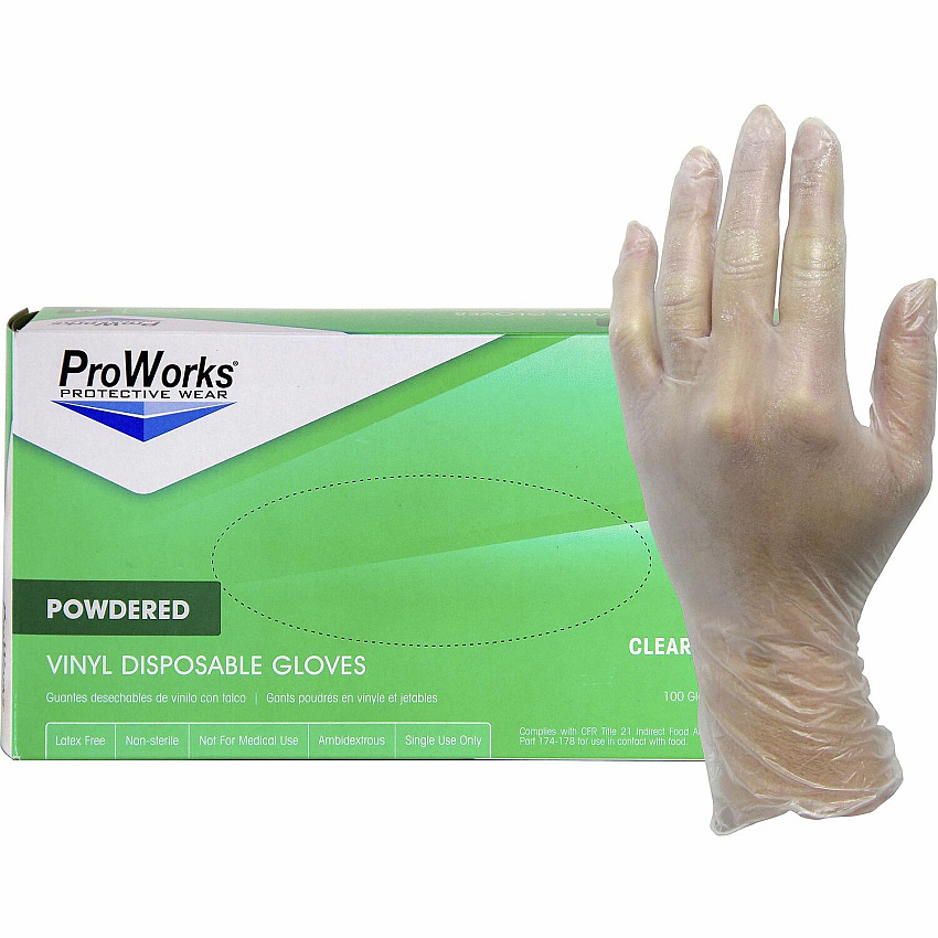 ProWorks Vinyl Powdered Industrial Gloves (HOSGLV103PM)