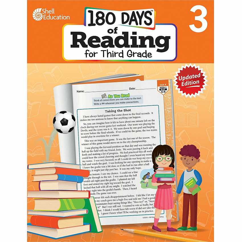 Shell Education 180 Days of Reading for Third Grade, 2nd Edition Printed Book (135045)