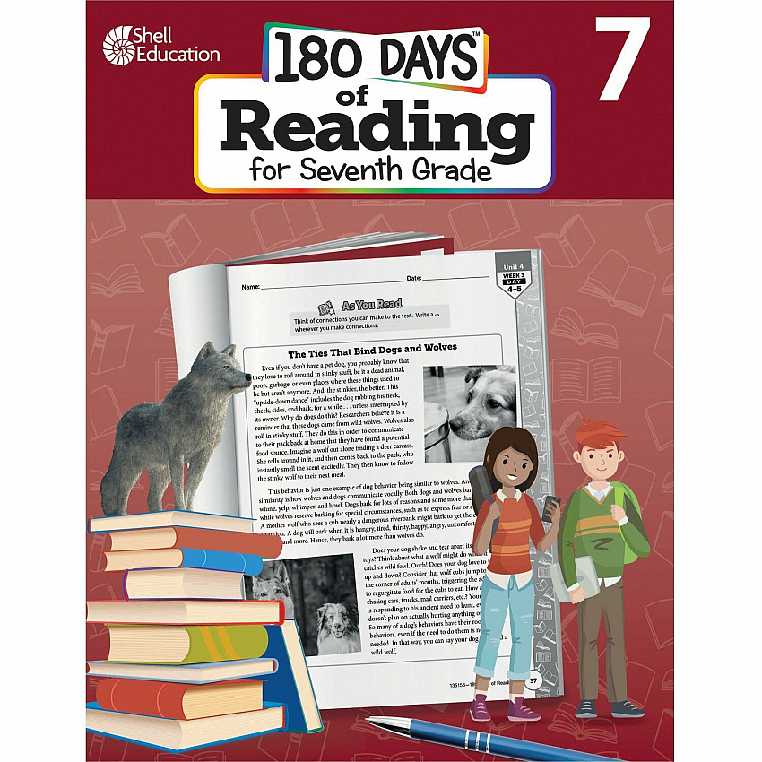 Shell Education 180 Days of Reading for Seventh Grade Printed Book (135158)