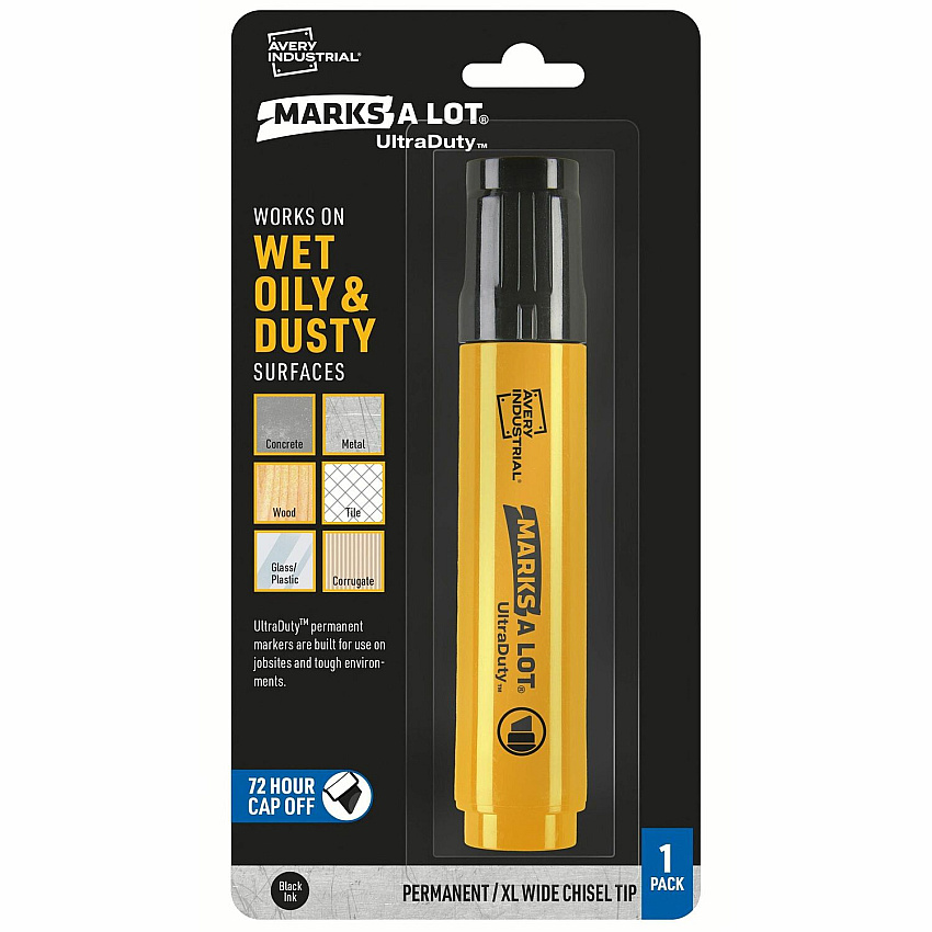 Avery UltraDuty Markers, XL Wide Tip, 1 Black Marker (AVE29865)