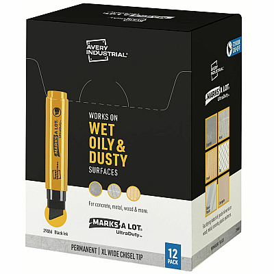 Avery UltraDuty Markers, XL Wide Tip, 12 Black Markers (AVE29866)