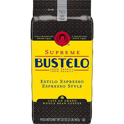 Folgers Cafe Bustelo Whole Bean Coffee, Espresso, 32 oz Bag, 4/Carton (FOL21892)