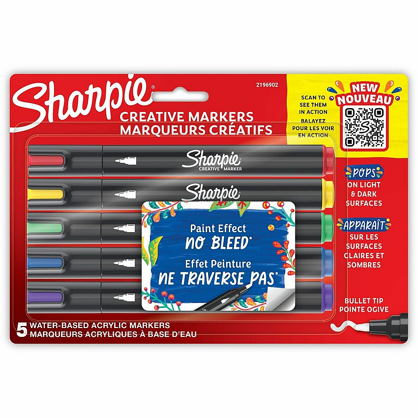 Sharpie Creative Markers, Water-Based Acrylic Markers, Bullet Tip (SAN2196902)