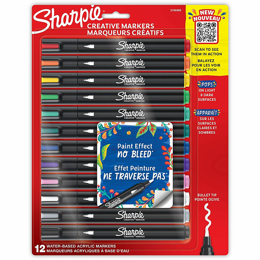 Sharpie Creative Markers, Water-Based Acrylic Markers, Bullet Tip (SAN2196905)
