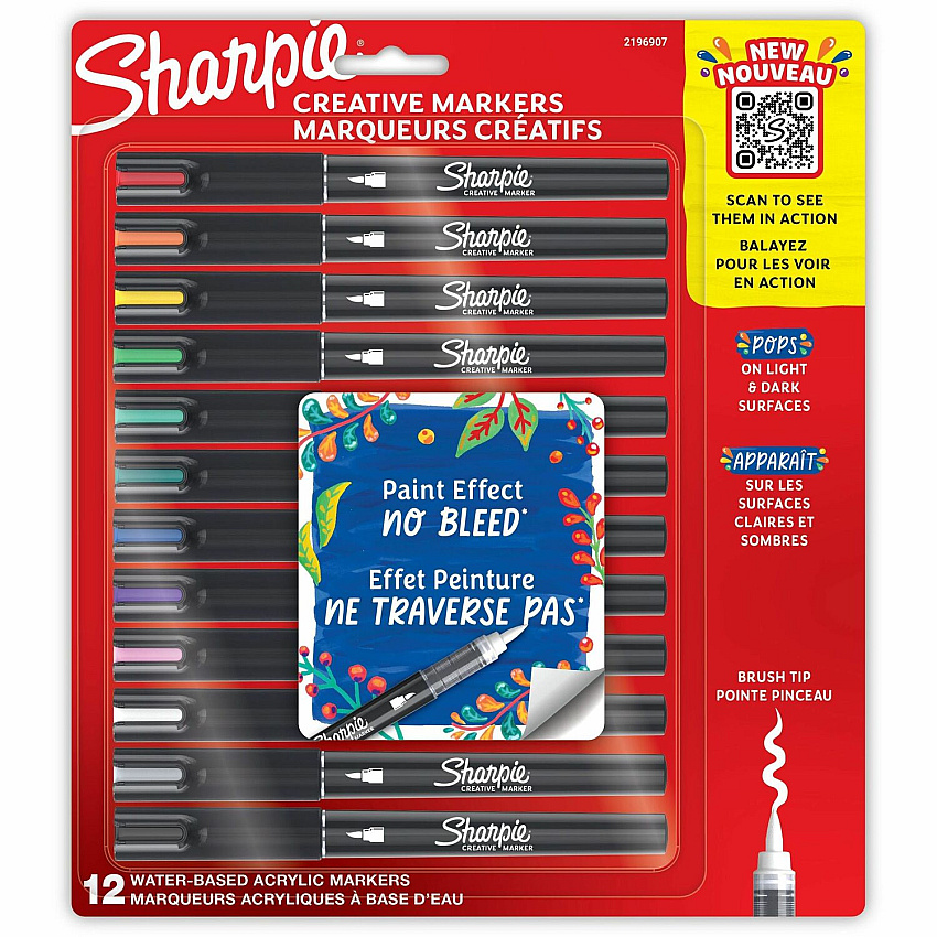Sharpie Creative Markers, Water-Based Acrylic Markers, Brush Tip (SAN2196907)