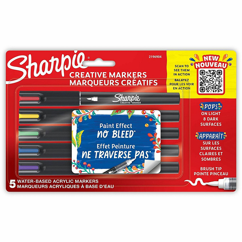 Sharpie Creative Markers, Water-Based Acrylic Markers, Brush Tip (SAN2196904)