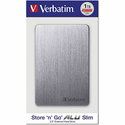 Verbatim 1TB Store 'n' Go ALU Slim Portable Hard Drive - Space Grey (53662)
