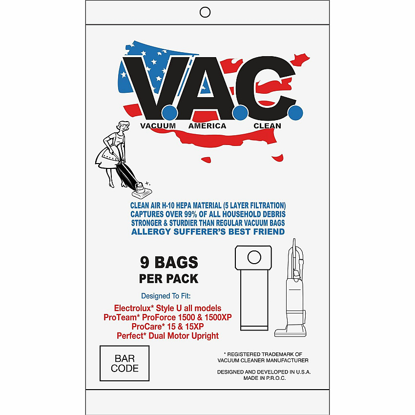 V.A.C. Perfect & Lux Upright Vacuum Bags (VAC34)