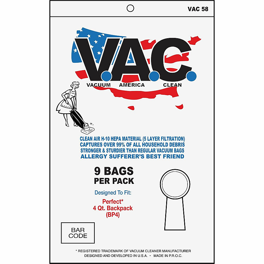 V.A.C. Perfect 4-Quart Backpack Vacuum Bags (VAC58)