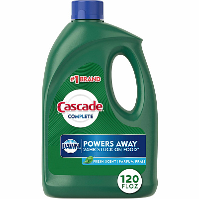 Cascade Complete Gel Dishwasher Detergent, Fresh, 120 oz Bottle, 4/Carton (PGC53987)