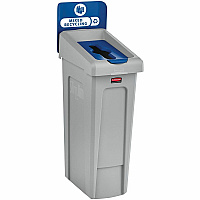 Rubbermaid Commercial Slim Jim Recycling Station Kit, 1-Stream Mixed Recycling, 23 gal, Plastic, Gray/Blue (RCP2185055)