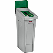 Rubbermaid Commercial Slim Jim Recycling Station Kit, 1-Stream Paper, 23 gal, Plastic, Green/Gray (RCP2185054)