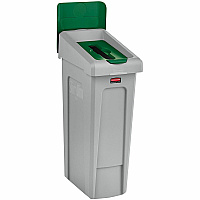 Rubbermaid Commercial Slim Jim Recycling Station Kit, 1-Stream Paper, 23 gal, Plastic, Green/Gray (RCP2185054)
