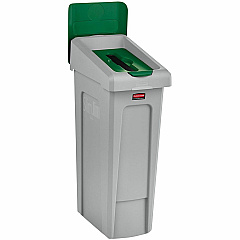 Rubbermaid Commercial Slim Jim Recycling Station Kit, 1-Stream Paper, 23 gal, Plastic, Green/Gray (RCP2185054)