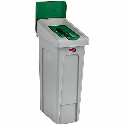 Rubbermaid Commercial Slim Jim Recycling Station Kit, 1-Stream Paper, 23 gal, Plastic, Green/Gray (RCP2185054)