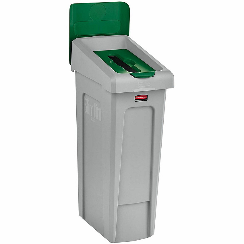 Rubbermaid Commercial Slim Jim Recycling Station Kit, 1-Stream Paper, 23 gal, Plastic, Green/Gray (RCP2185054)