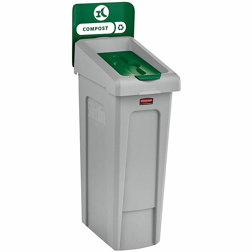 Rubbermaid Commercial Slim Jim Recycling Station 1-Stream Compost, 23 Gal (RCP2185051)
