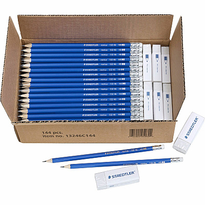Staedtler Norica Pencils & Erasers Class Pack, 144ct (13246C144)