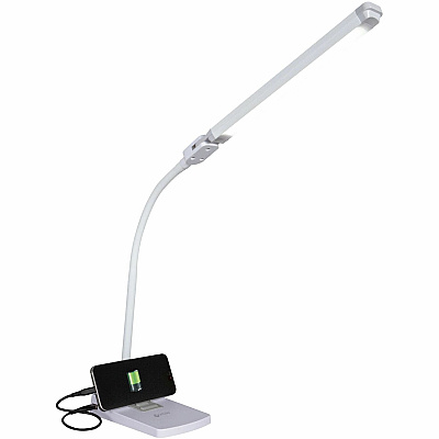 OttLite Swivel LED Desk Lamp with USB Charging and Stand (OTTCSN0800W)