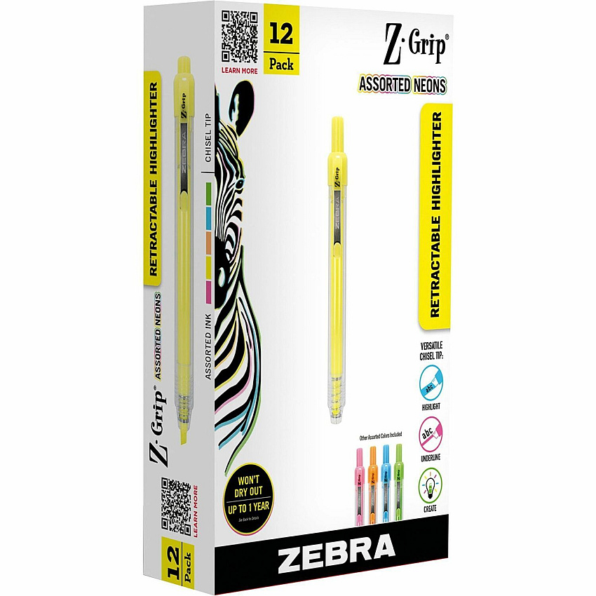 Zebra Z-Grip Retractable Highlighter (ZEB71200)