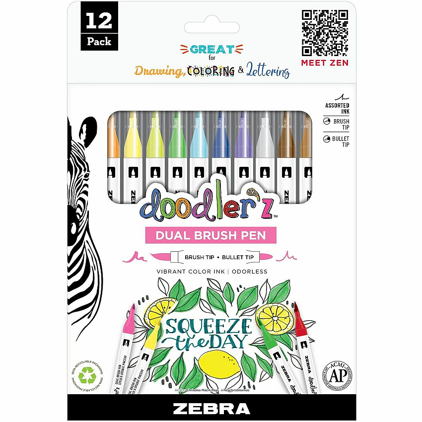 Zebra Doodler'z Dual Brush Pen (ZEB61002)