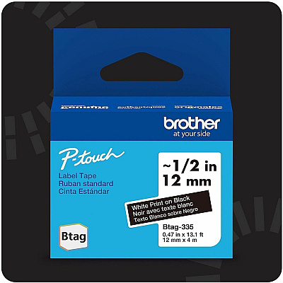 Brother Brother BTAG-335 White on Black Label Tape