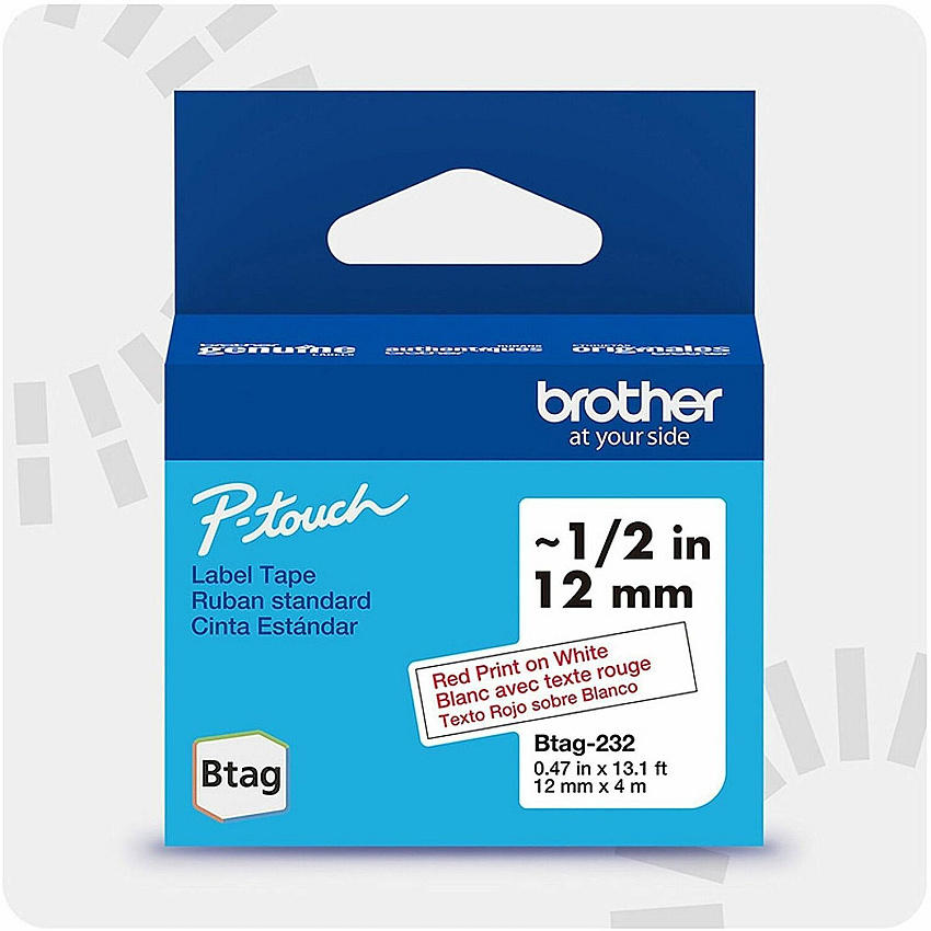 Brother Brother BTAG-232 Red on White Label Tape