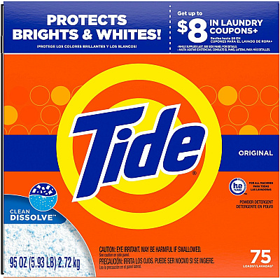 Tide HE Laundry Detergent, Original Scent, Powder, 85 oz Box, 3/Carton (16668)