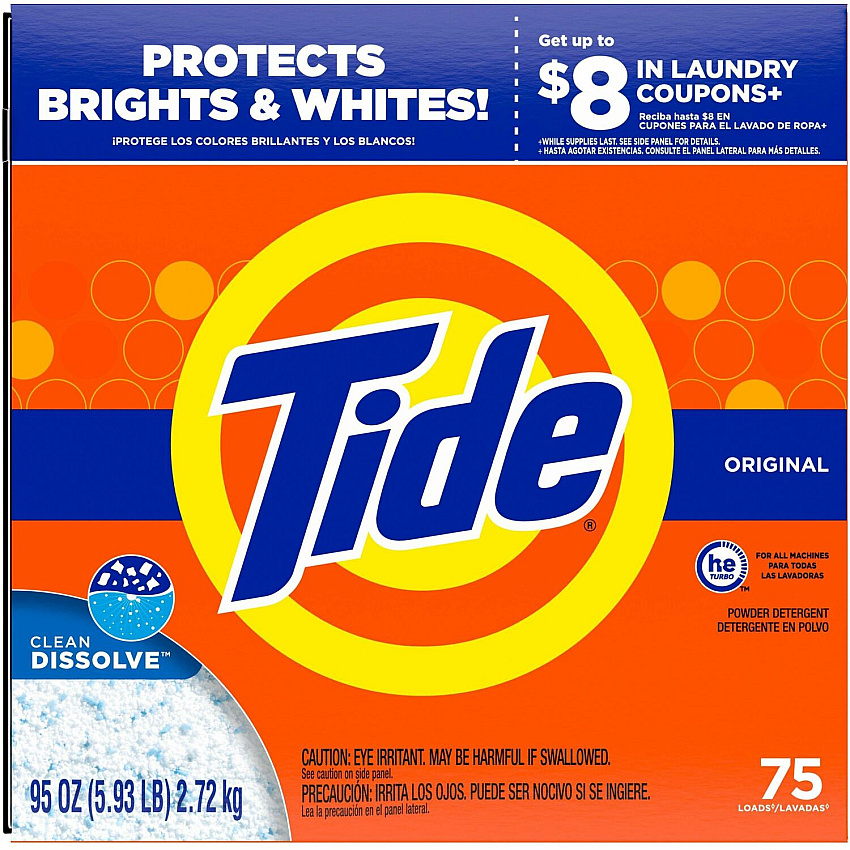 Tide HE Laundry Detergent, Original Scent, Powder, 85 oz Box, 3/Carton (16668)