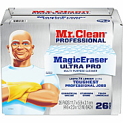 Mr. Clean Professional Magic Eraser Ultra Pro Multi-Purpose Cleaner, 4.72 x 1.38, 2.56" Thick, White, 26/Carton (17406)