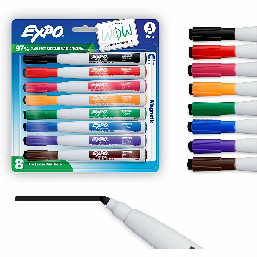EXPO Eraser Cap Fine Magnetic Dry Erase Markers (1944748A)