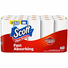 Scott Choose-A-Sheet Mega Kitchen Roll Paper Towels, 1-Ply, 7.31 x 11, White, 108 Sheets/Roll, 15 Rolls/Pack, 2 Packs/Carton (56674)