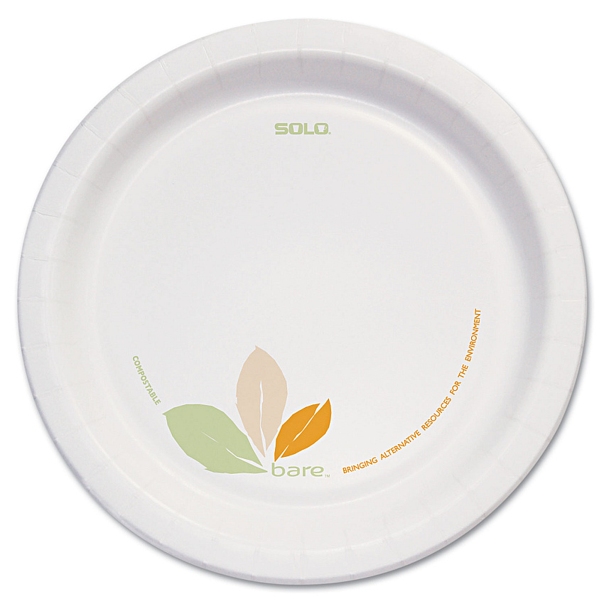 Solo Bare Eco-Forward Paper Dinnerware Perfect Pak, ProPlanet Seal, Plate, 8.5" dia, Green/Tan, 125/Pack, 2 Packs/Carton (SCCOFMP9RJ7234)