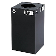 Safco Public Square Recycling Receptacles, Plastic Recycling, 25 gal, Steel, Black (SAF2981BL)