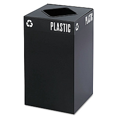 Safco Public Square Recycling Receptacles, Plastic Recycling, 25 gal, Steel, Black (SAF2981BL)