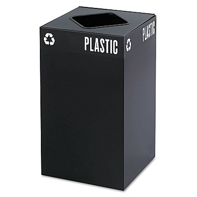 Safco Public Square Recycling Receptacles, Plastic Recycling, 25 gal, Steel, Black (SAF2981BL)