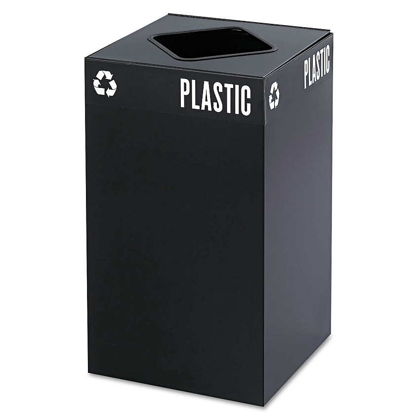 Safco Public Square Recycling Receptacles, Plastic Recycling, 25 gal, Steel, Black (SAF2981BL)