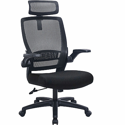 Lorell Lanser Mesh-Back Chair with Flip-Up Arms (63210)