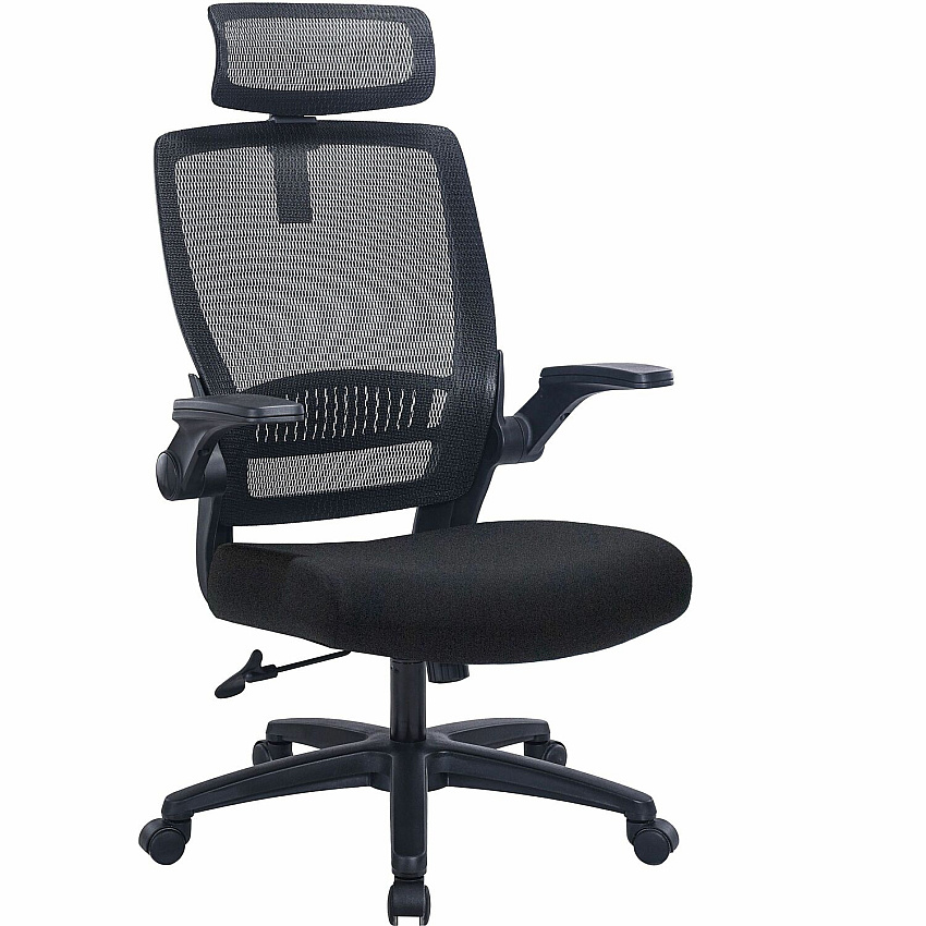 Lorell Lanser Mesh-Back Chair with Flip-Up Arms (63210)