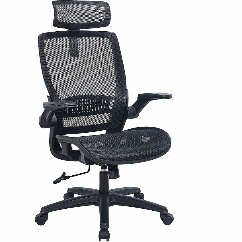 Lorell Lanser All-Mesh Chair with Flip-Up Arms (63211)