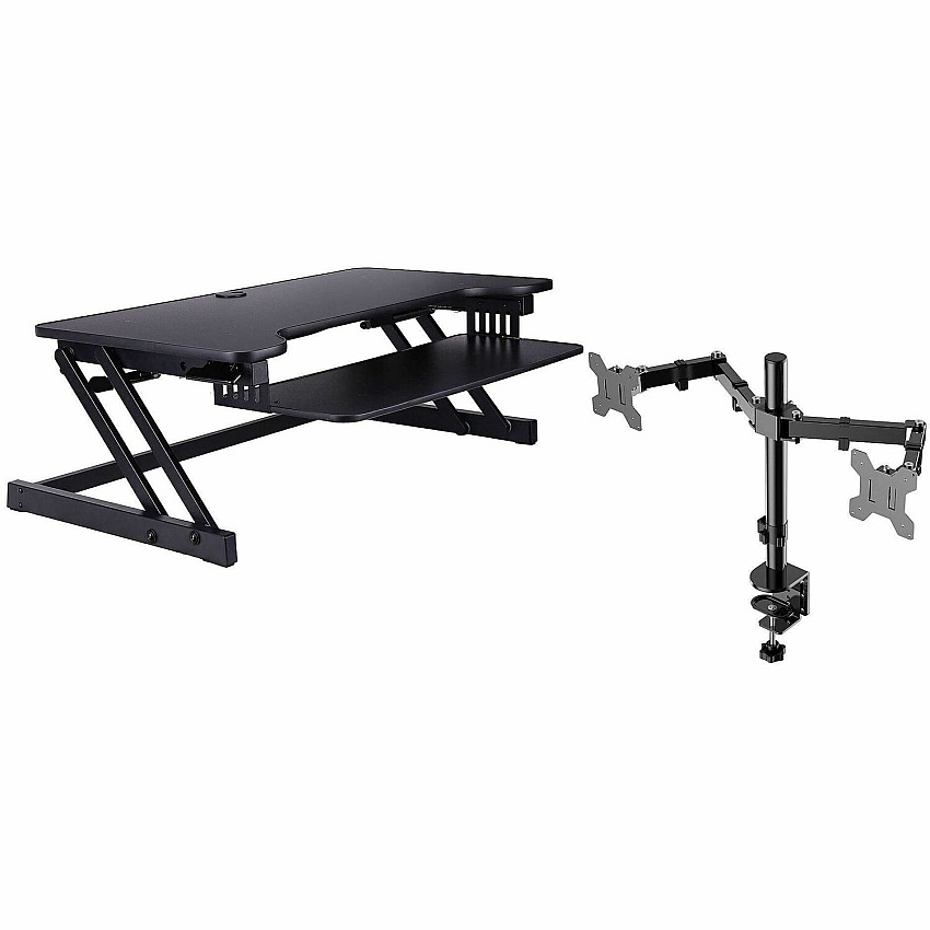 Rocelco Standing Desk Converter & Dual-Monitor Mount (RDADRBDM2)