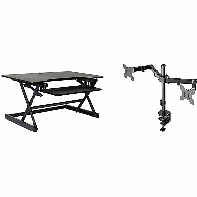 Rocelco Standing Desk Converter & Dual-Monitor Mount (RDADRB40DM2)