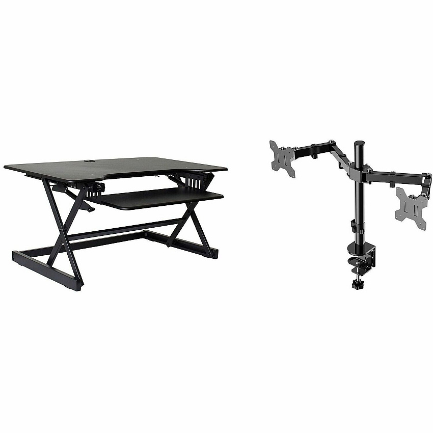 Rocelco Standing Desk Converter & Dual-Monitor Mount (RDADRB40DM2)