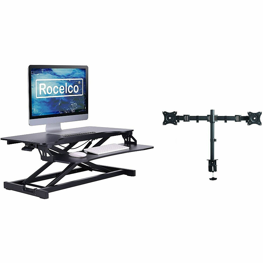 Rocelco Desk Riser & Dual-Monitor Mount (RVADRBDM2)