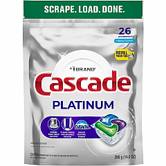 Cascade Platinum ActionPacs, Fresh Scent, 14 oz Pack, 26 Pods/Pack, 4 Packs/Carton (15536)